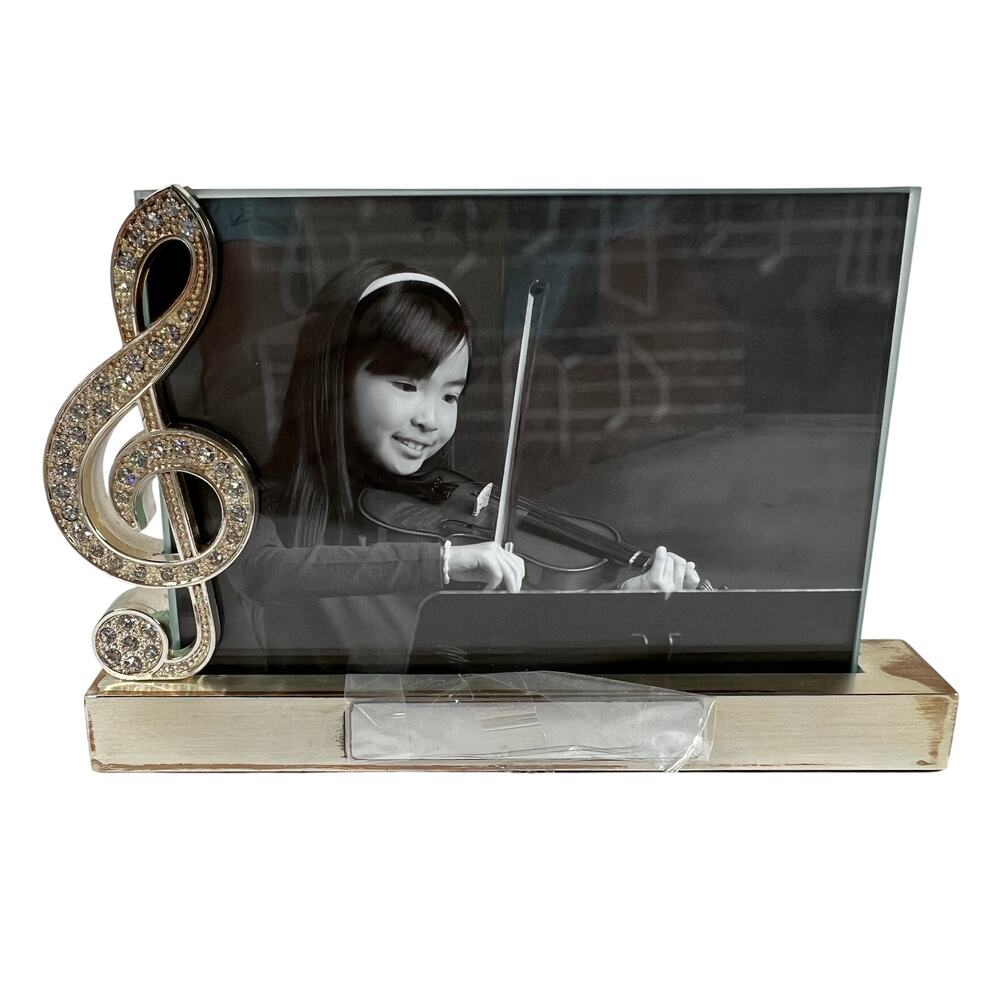 THINGS REMEMBERED Music Photo Frame Treble Clef Rhinestone Desk Display